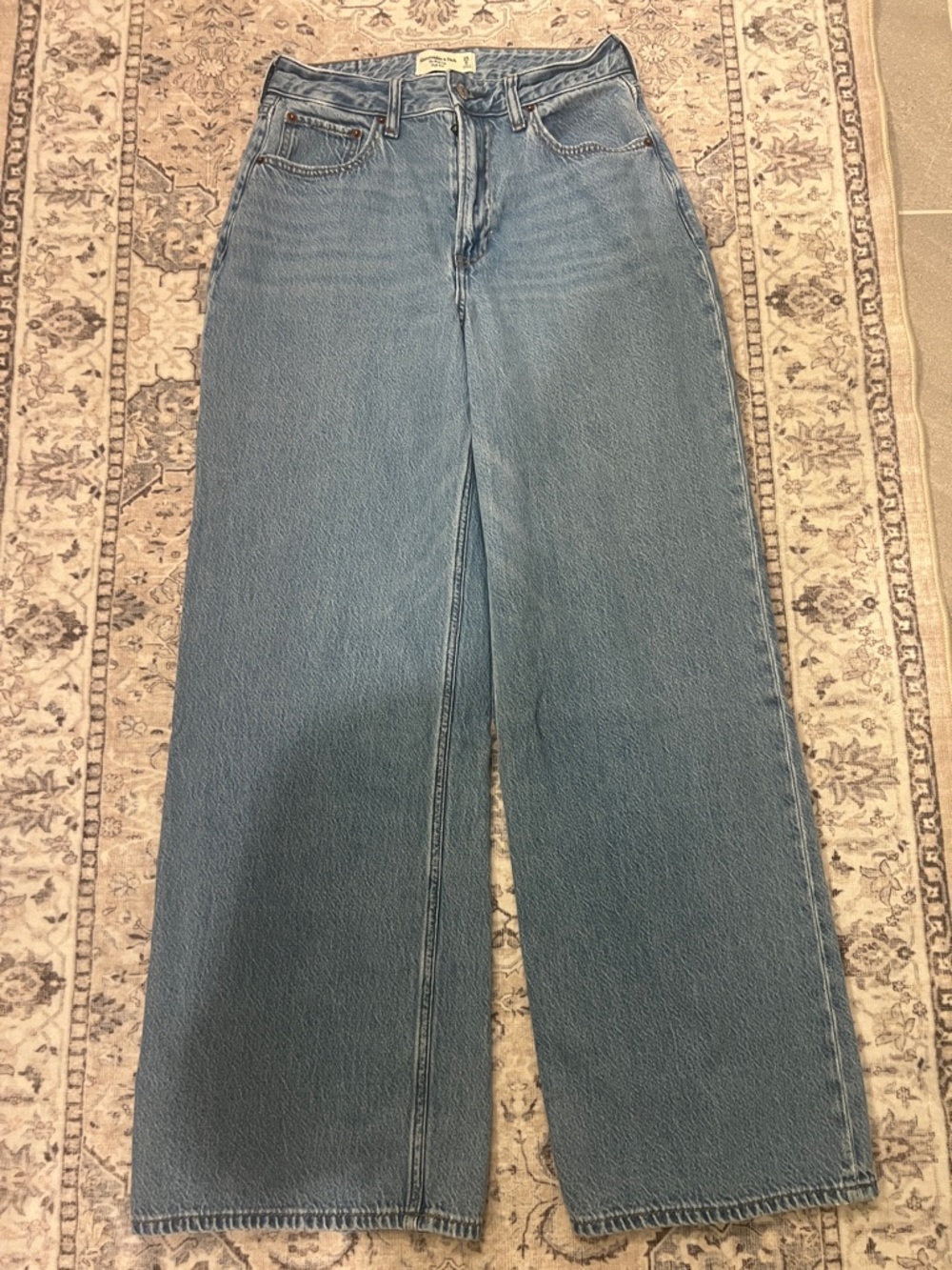 Abercrombie & Fitch Light Blue Wide-Leg High Rise Jeans Curve Love 0/25